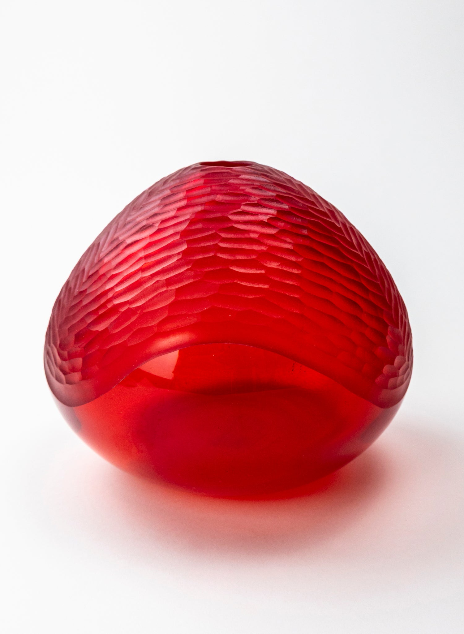 Scarlet Red Carved Vessel