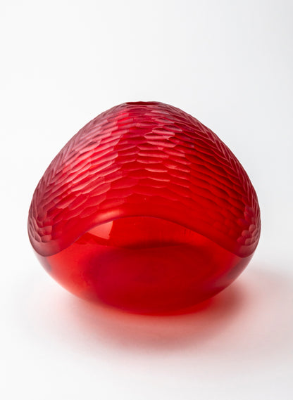 Scarlet Red Carved Vessel