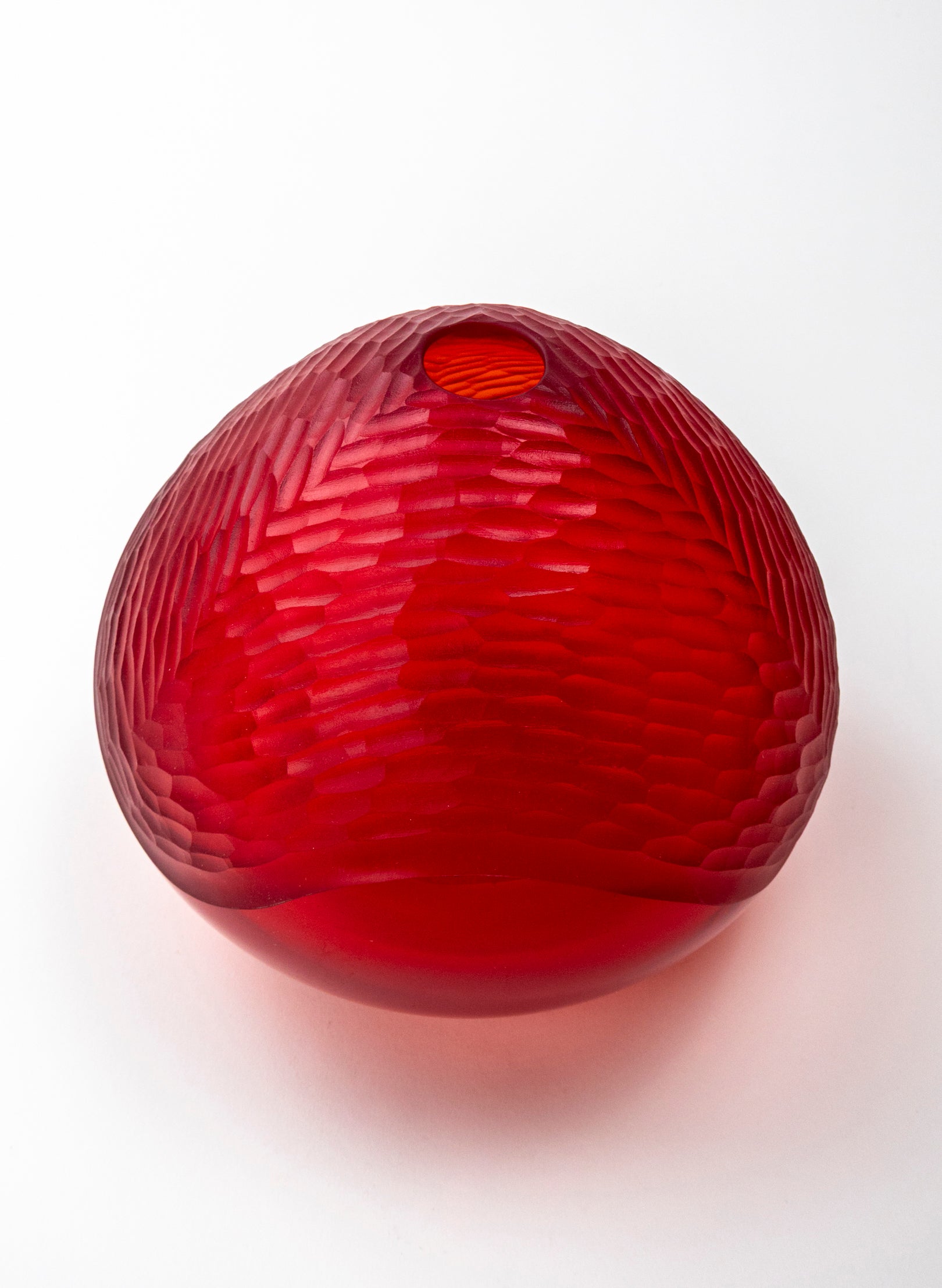 Scarlet Red Carved Vessel