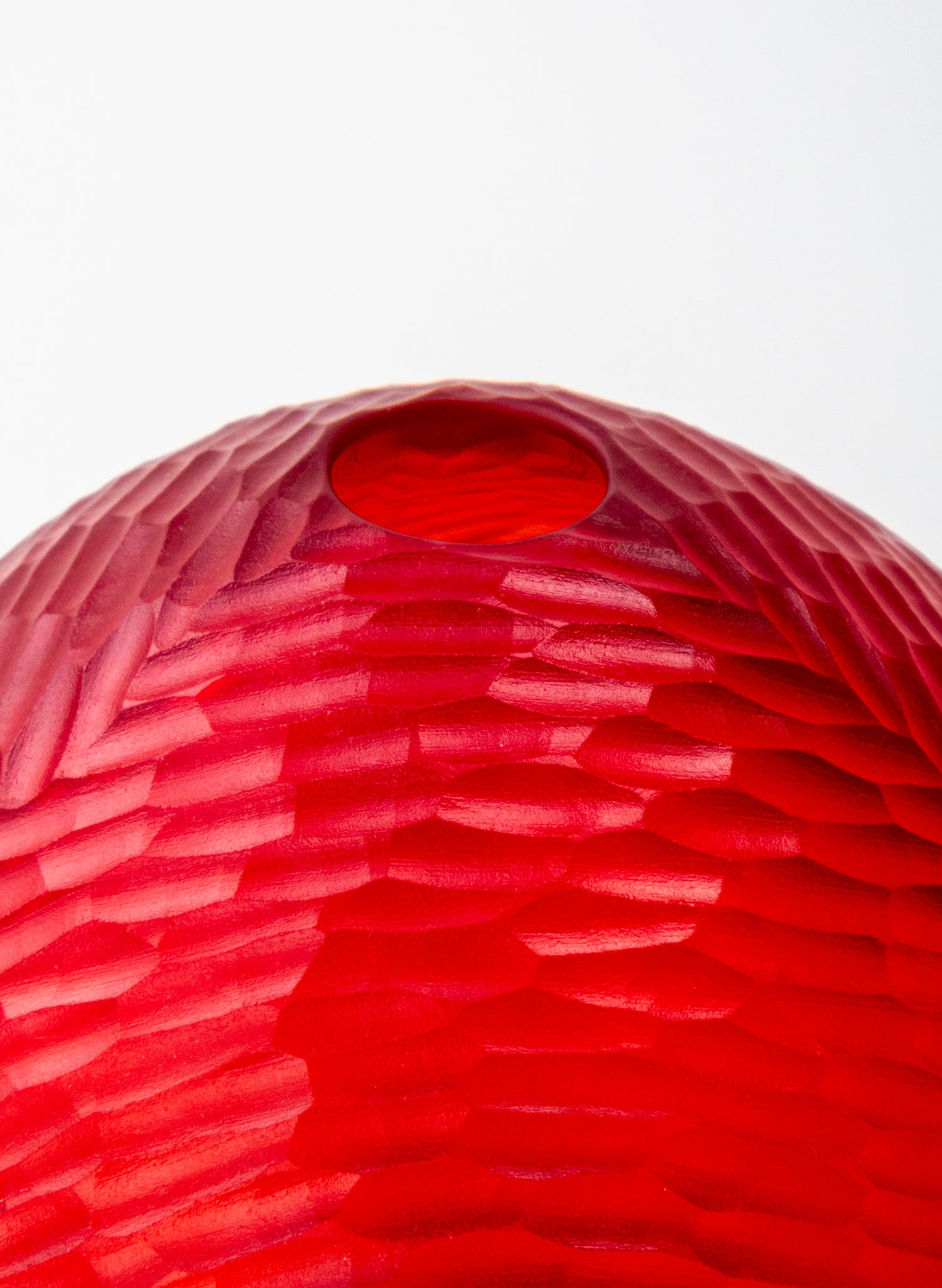 Scarlet Red Carved Vessel