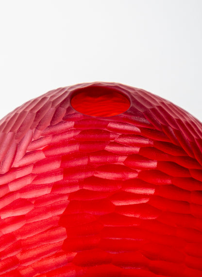 Scarlet Red Carved Vessel