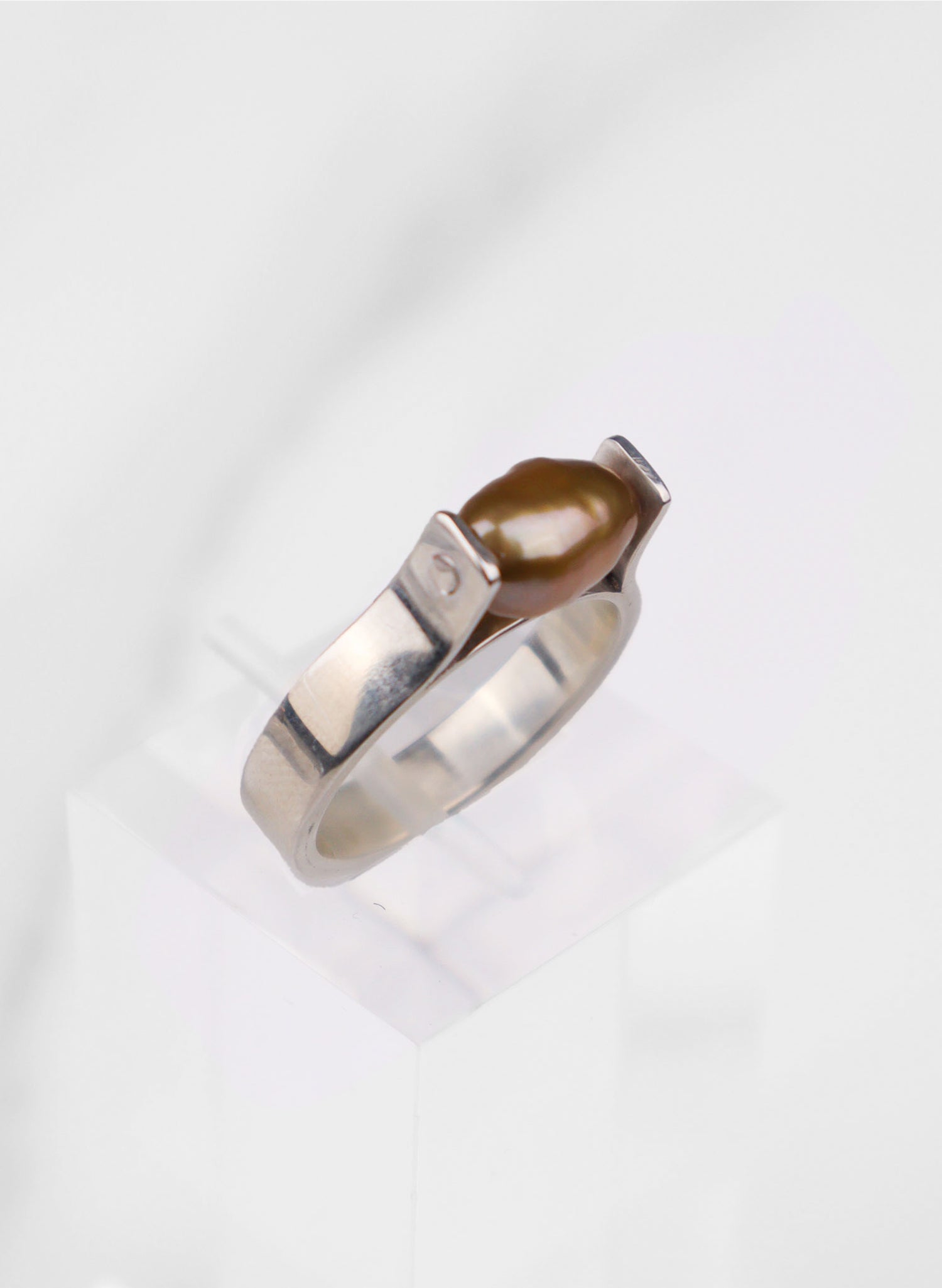 Gold Pearl and Stirling Silver Ring