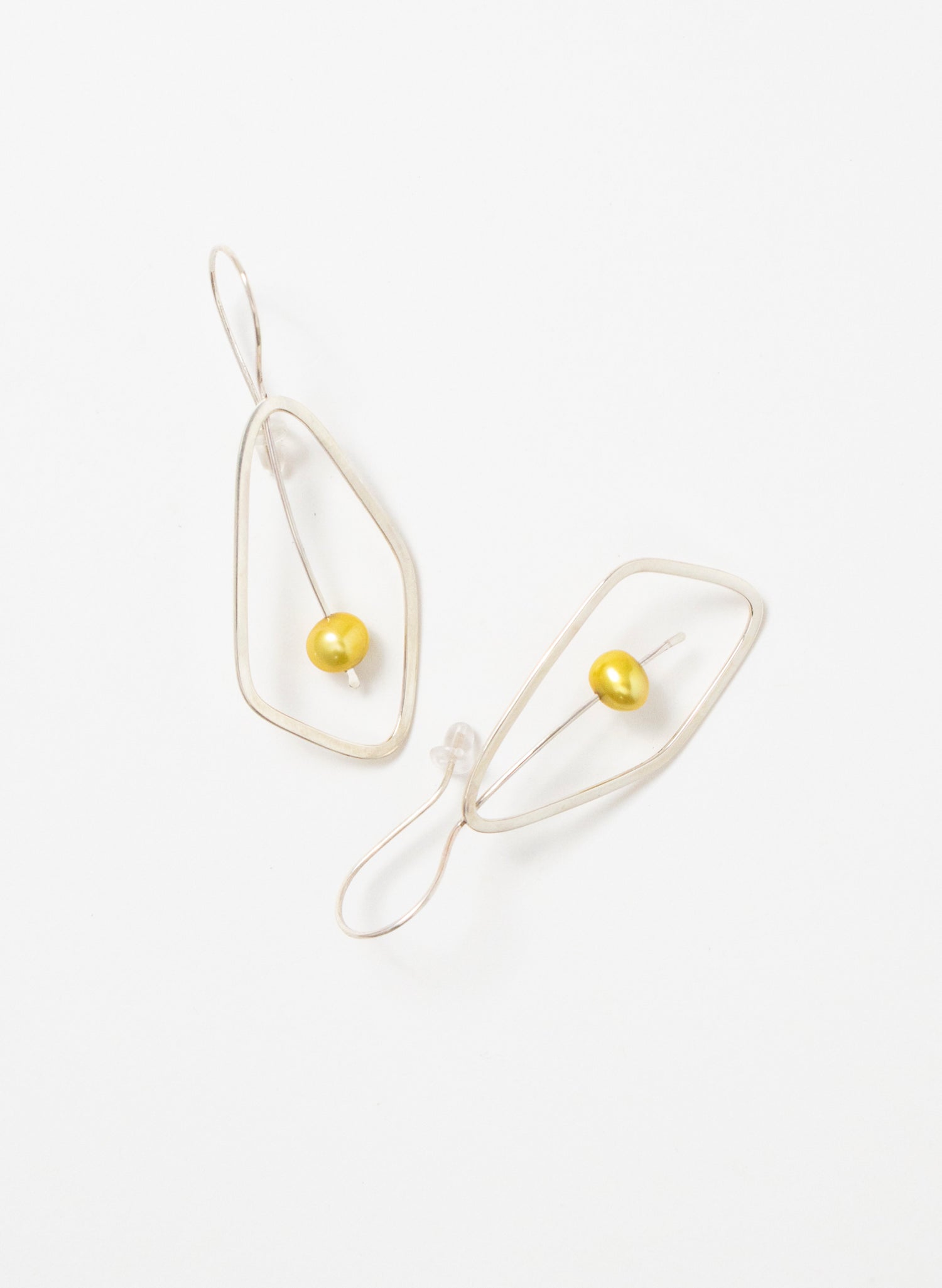 Delicate Leaf Earring with Yellow Pearl