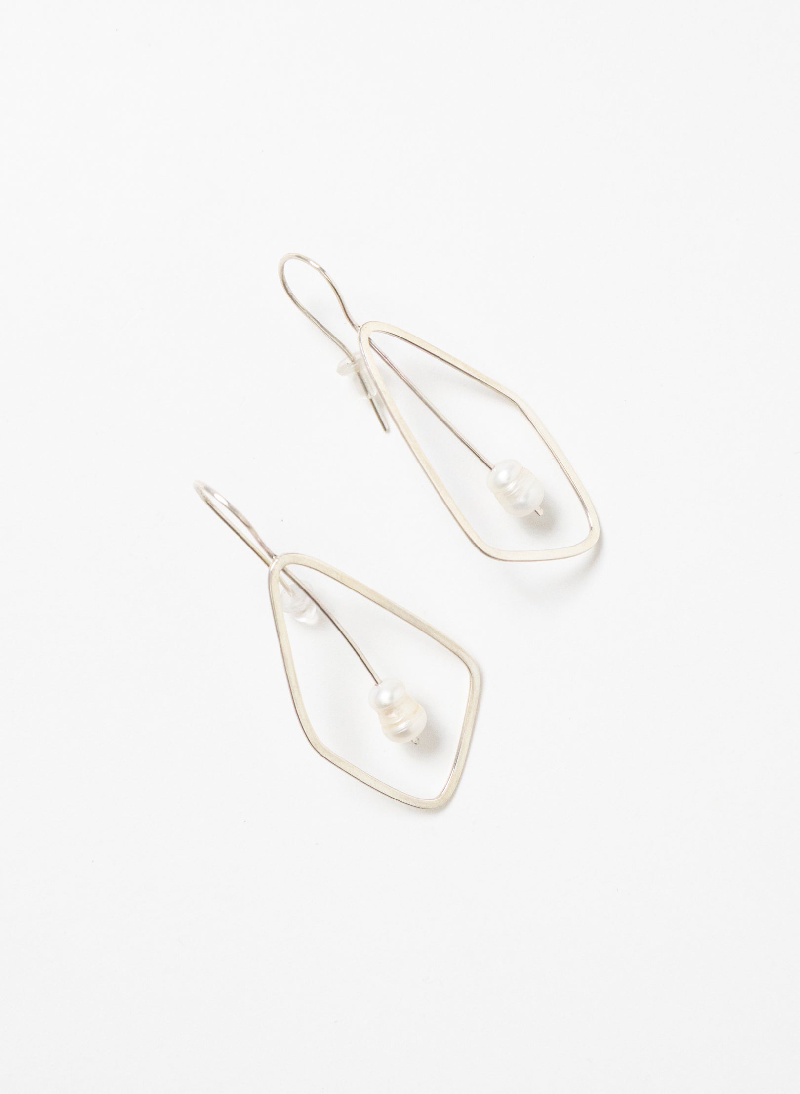 Delicate Leaf Earring with White Pearl