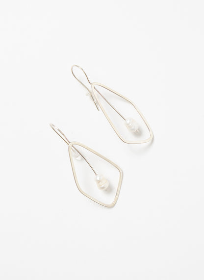 Delicate Leaf Earring with White Pearl