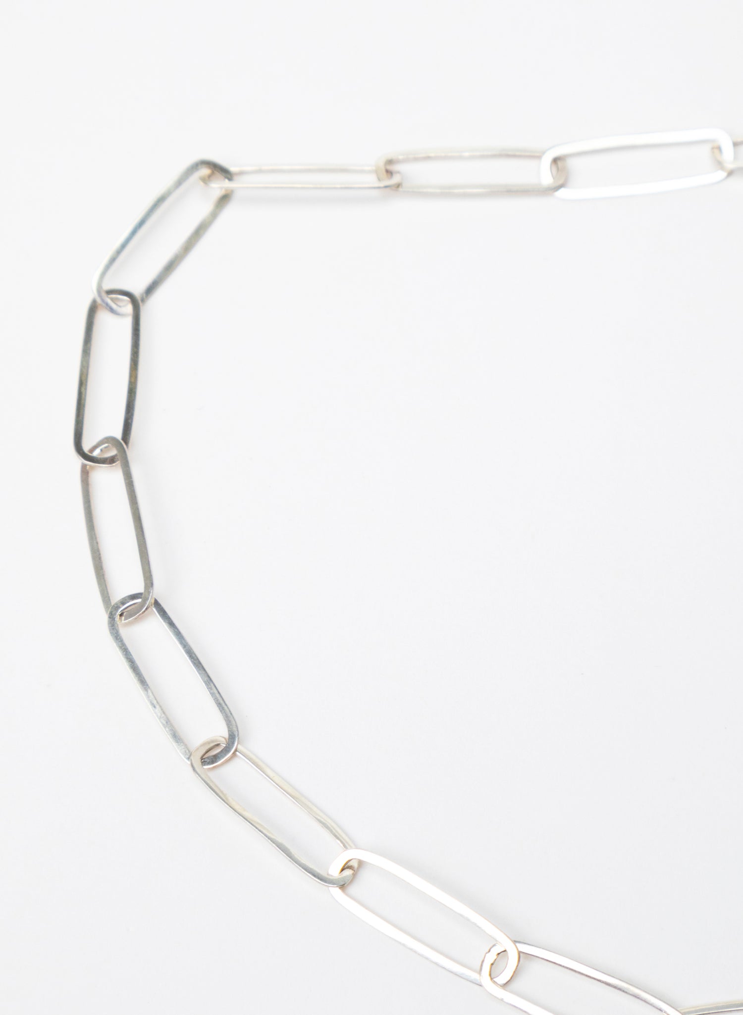 Sharp Oval Link Chain Silver Necklace
