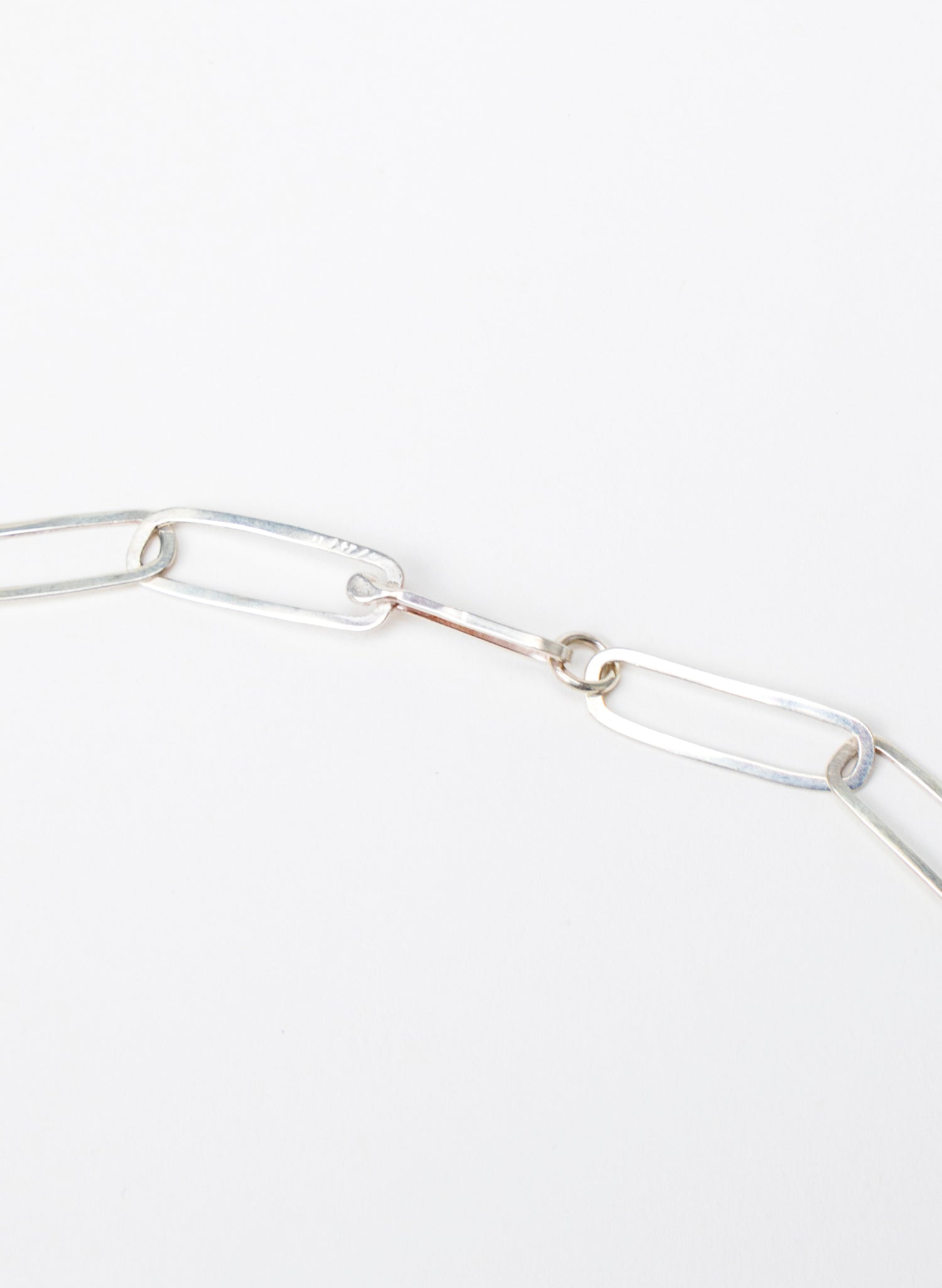 Sharp Oval Link Chain Silver Necklace