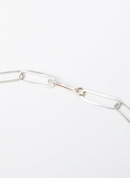 Sharp Oval Link Chain Silver Necklace