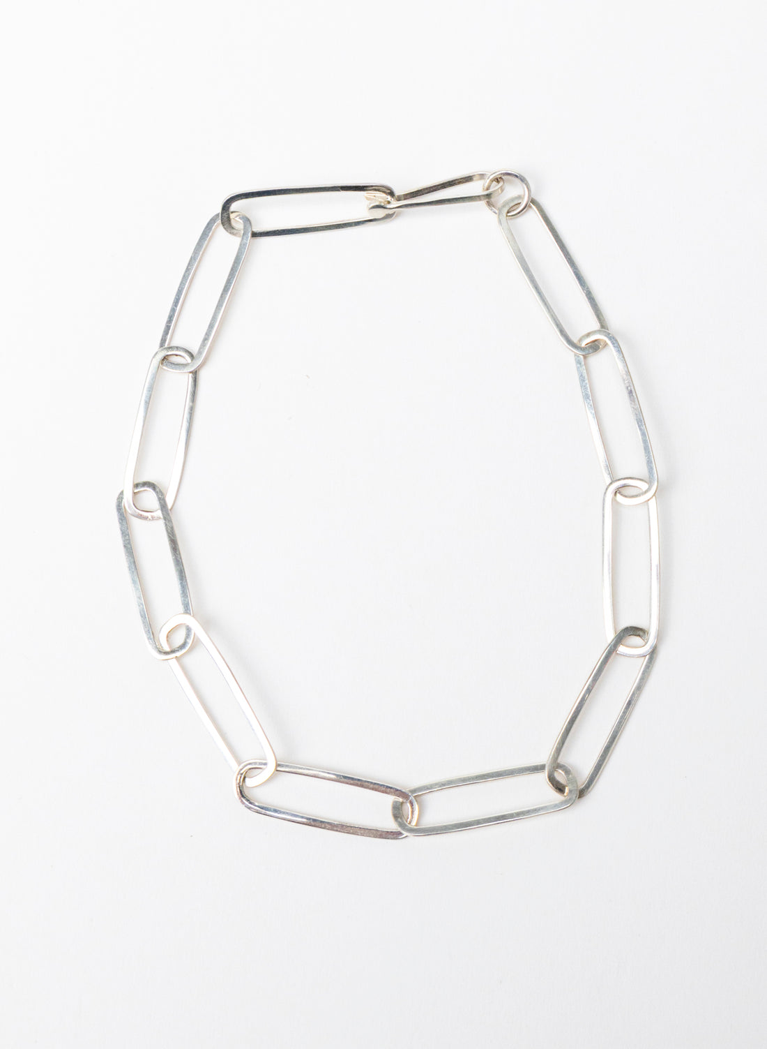 Sharp Oval Link Chain Silver Bracelet
