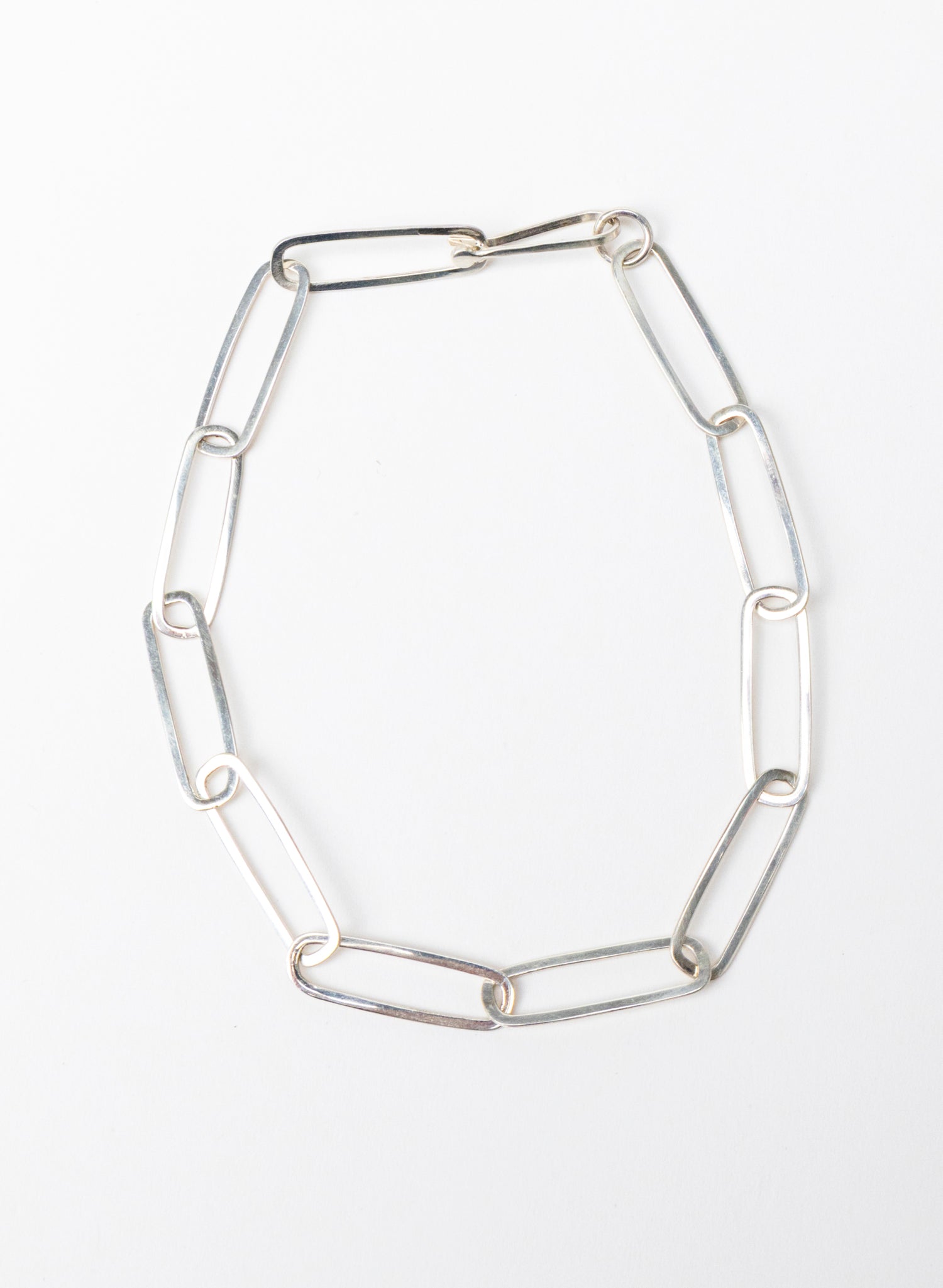 Sharp Oval Link Chain Silver Bracelet