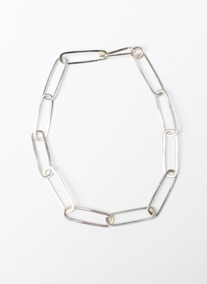 Sharp Oval Link Chain Silver Bracelet