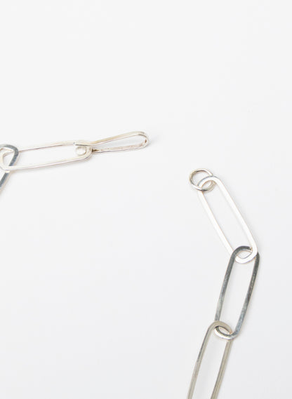 Sharp Oval Link Chain Silver Bracelet