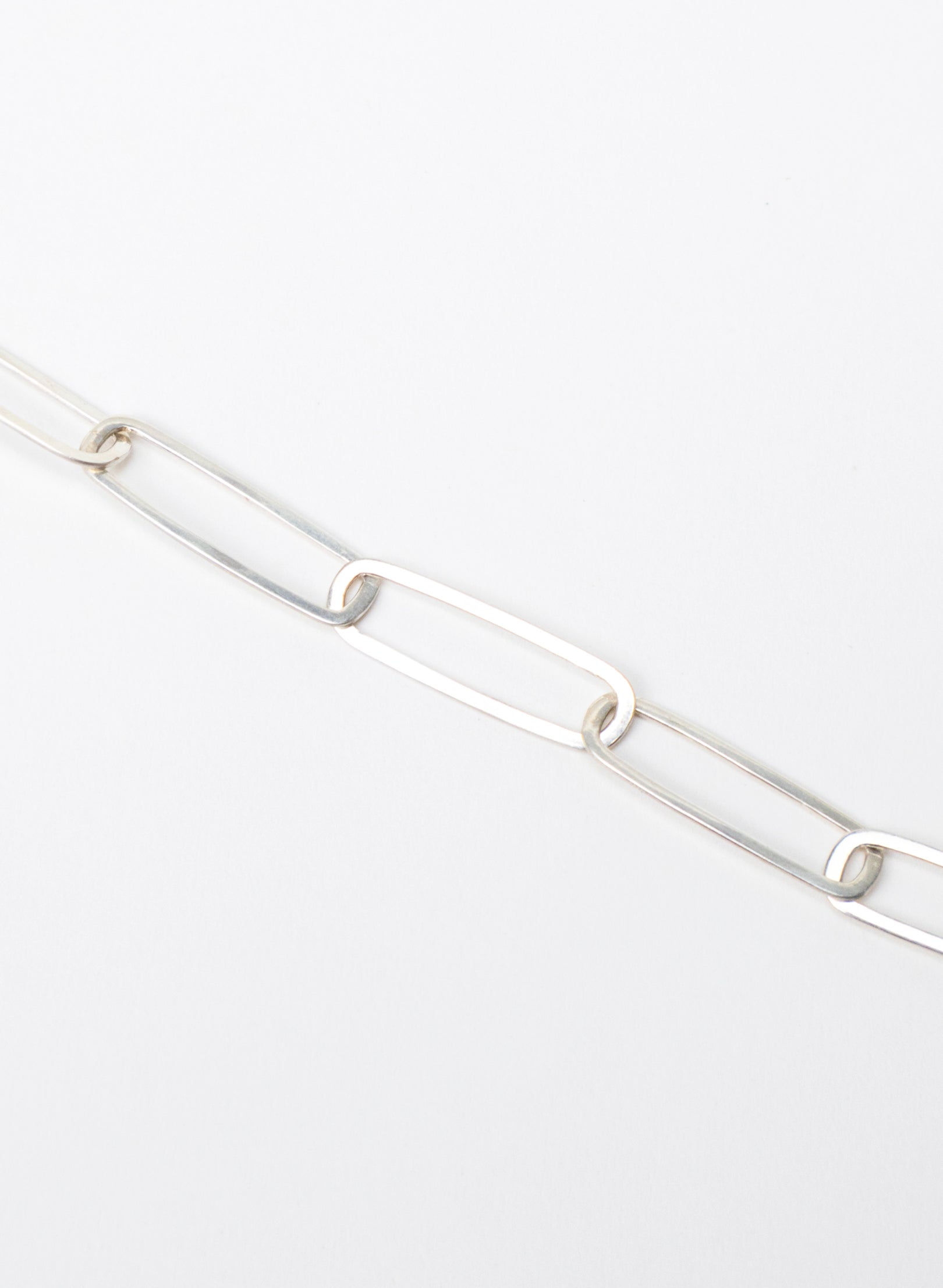 Sharp Oval Link Chain Silver Bracelet