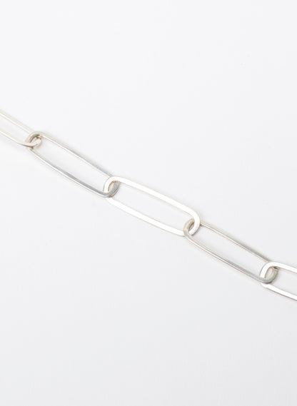 Sharp Oval Link Chain Silver Bracelet