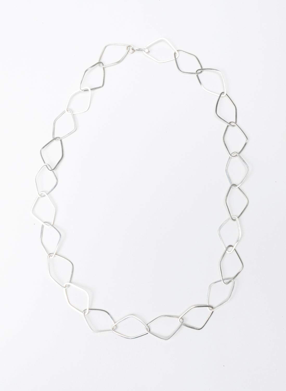 Diamond Odd Shaped Chain Silver Necklace