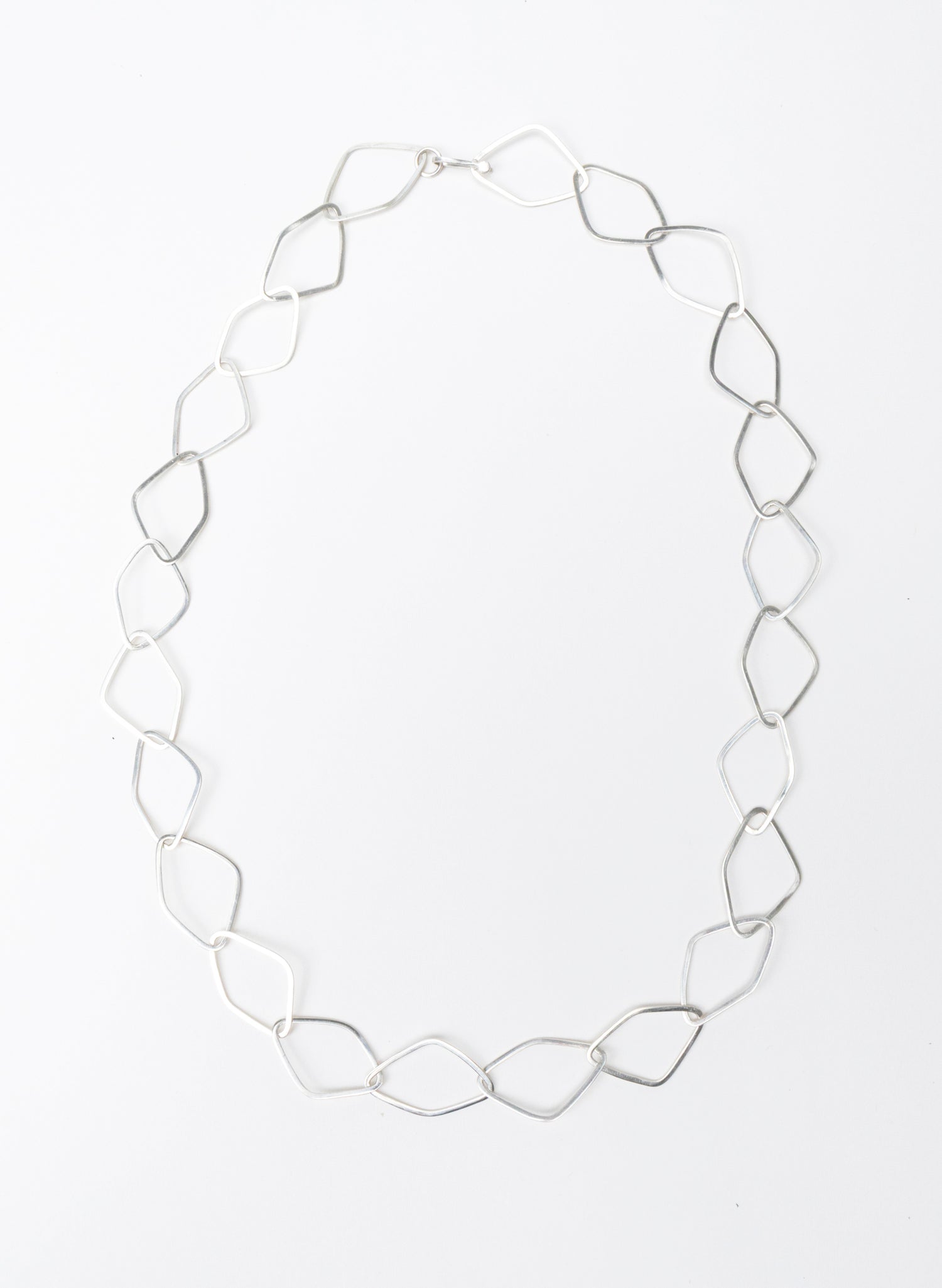 Diamond Odd Shaped Chain Silver Necklace