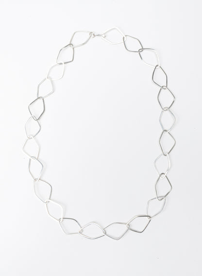 Diamond Odd Shaped Chain Silver Necklace