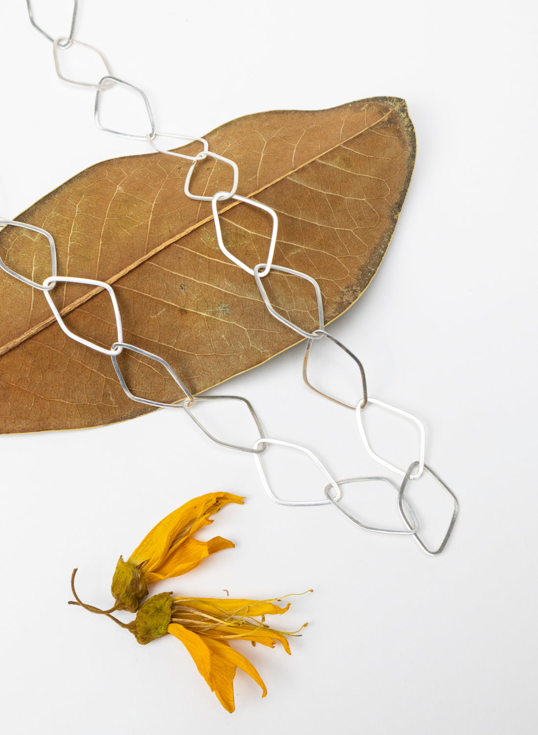 Diamond Odd Shaped Chain Silver Necklace