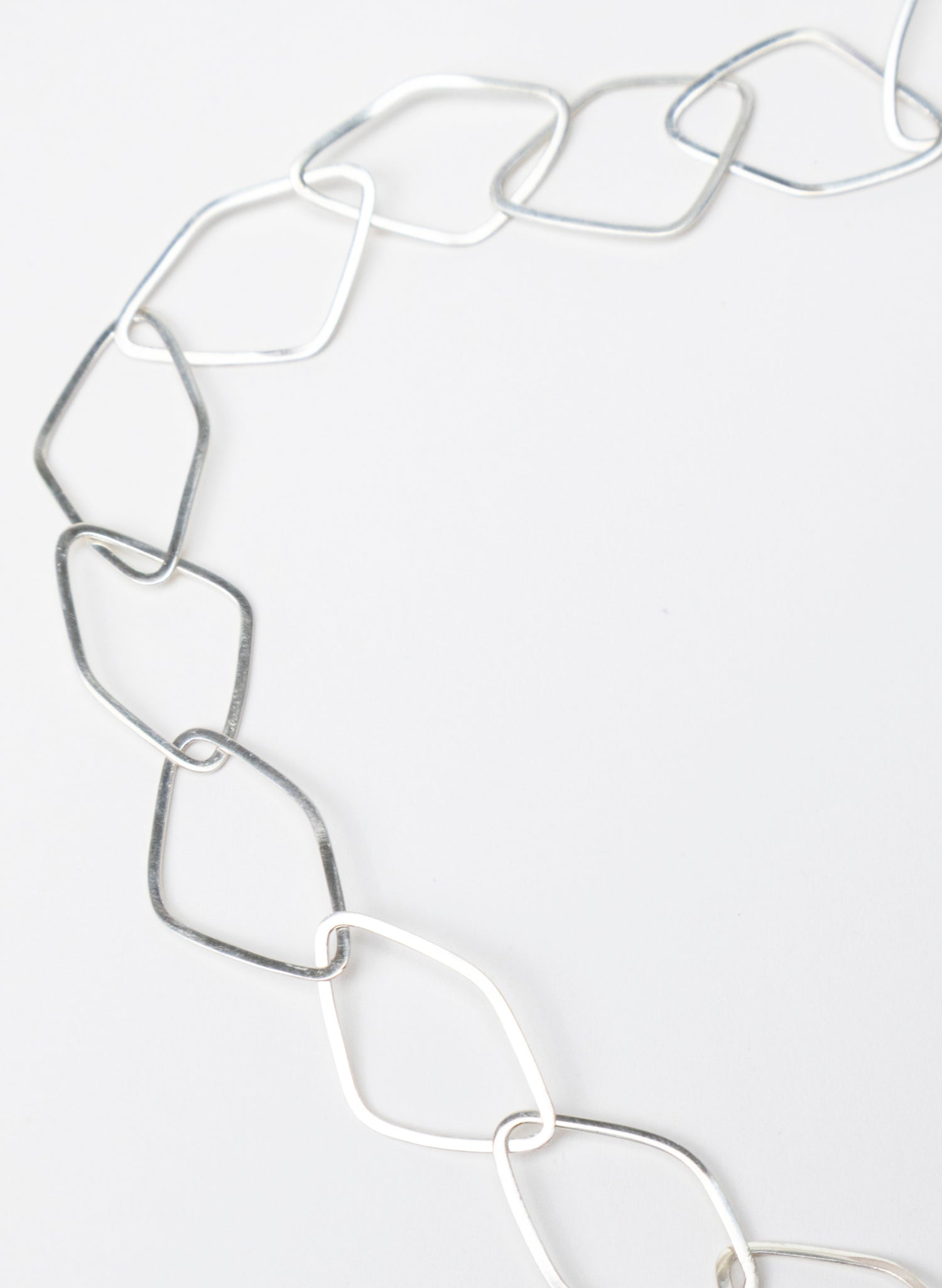 Diamond Odd Shaped Chain Silver Necklace