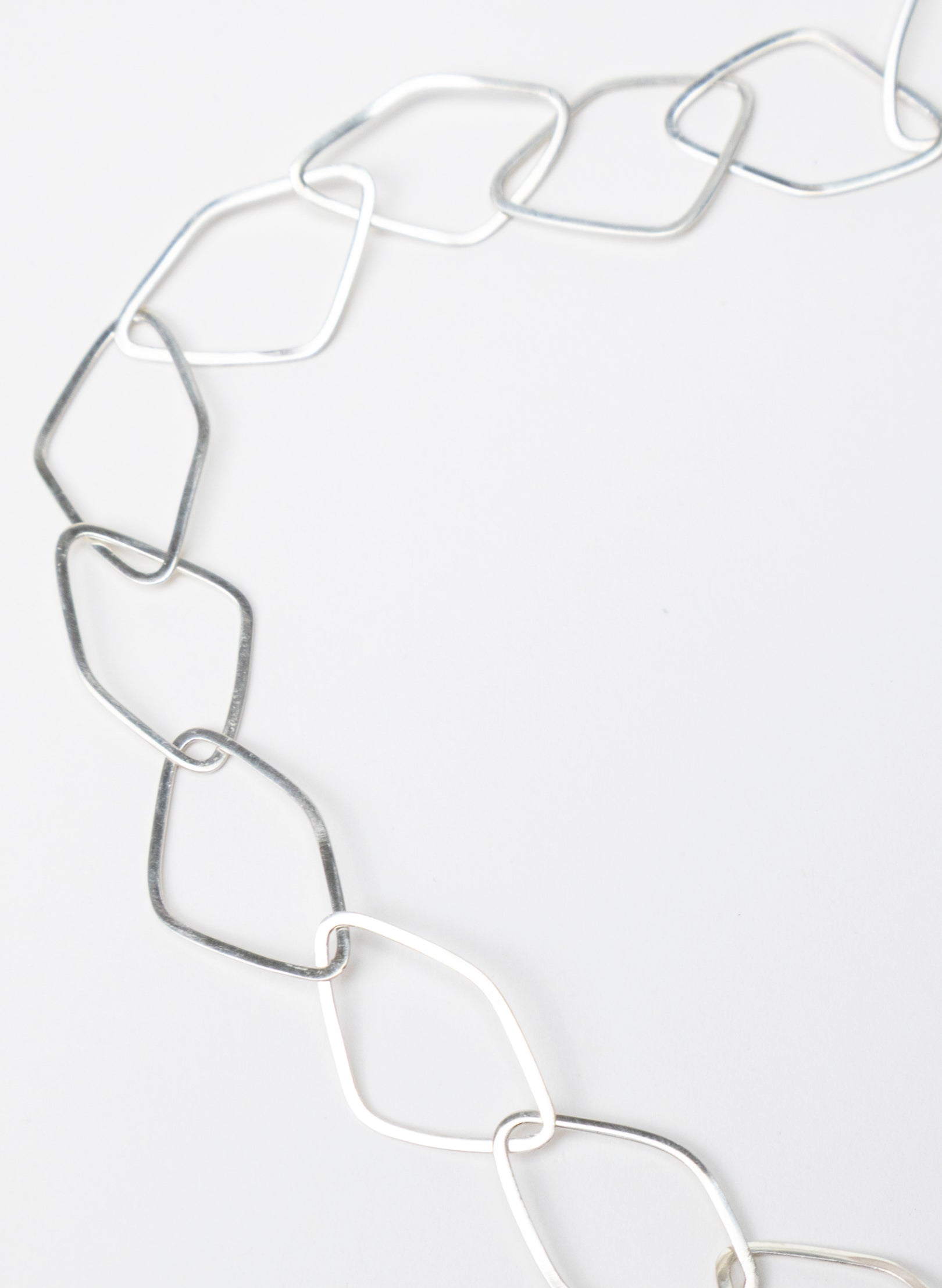 Diamond Odd Shaped Chain Silver Necklace