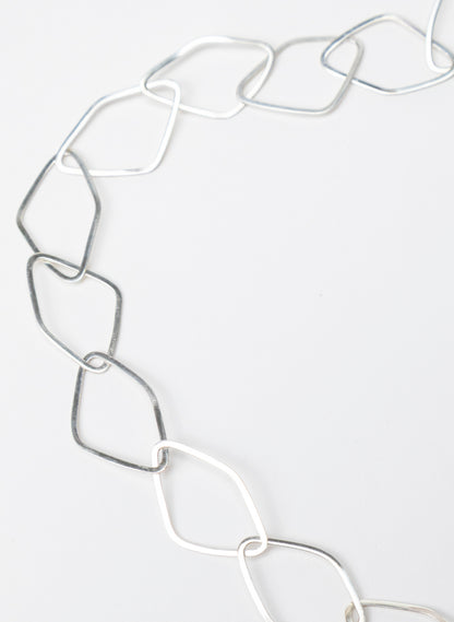 Diamond Odd Shaped Chain Silver Necklace