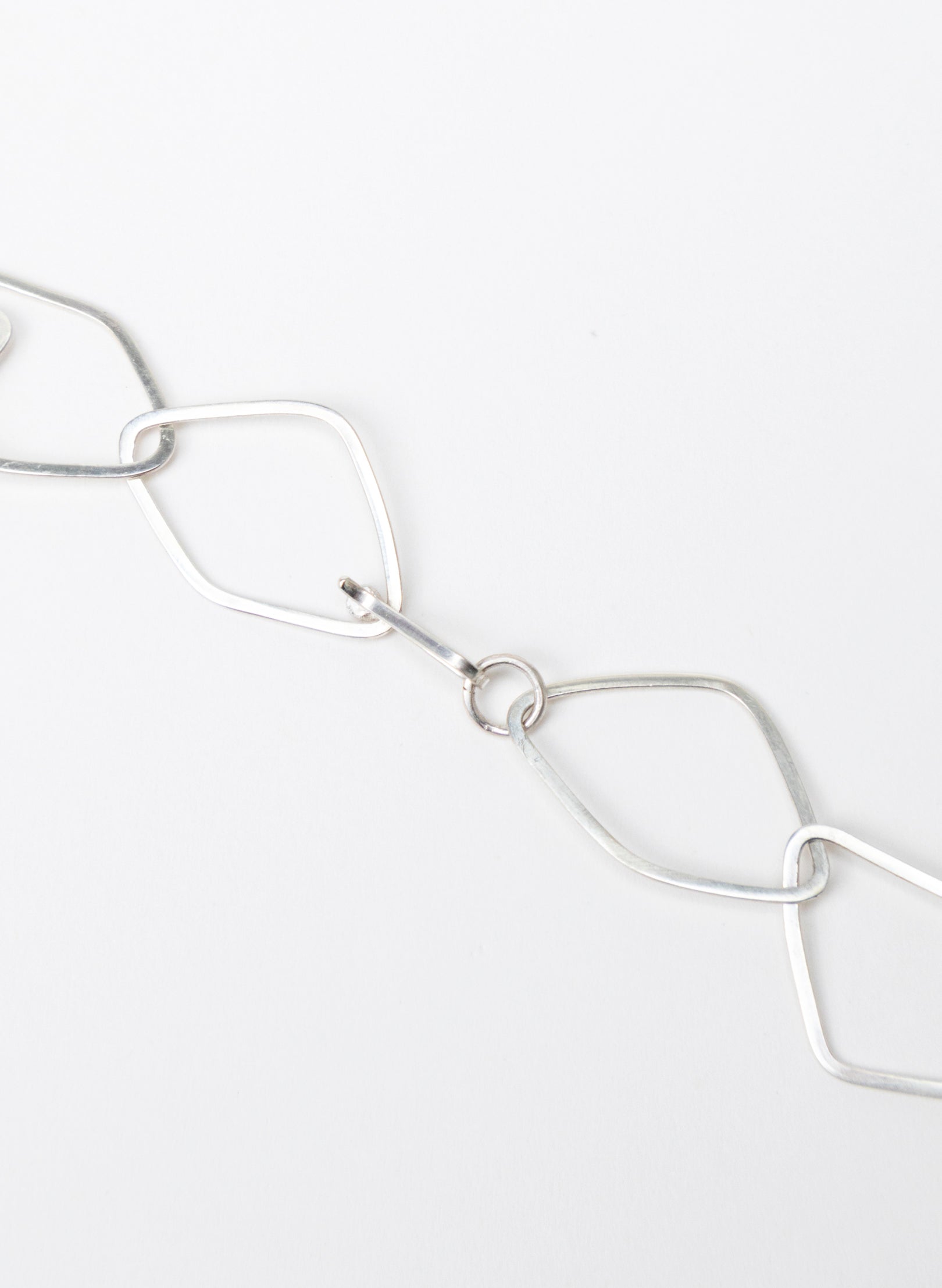 Diamond Odd Shaped Chain Silver Necklace