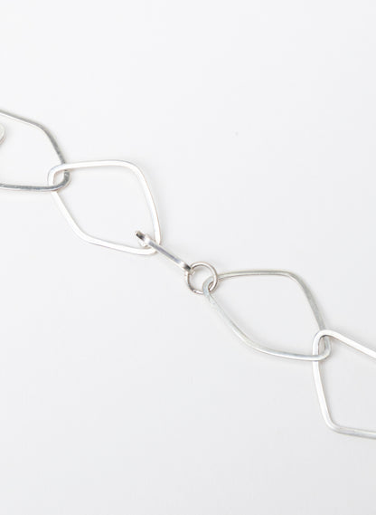 Diamond Odd Shaped Chain Silver Necklace