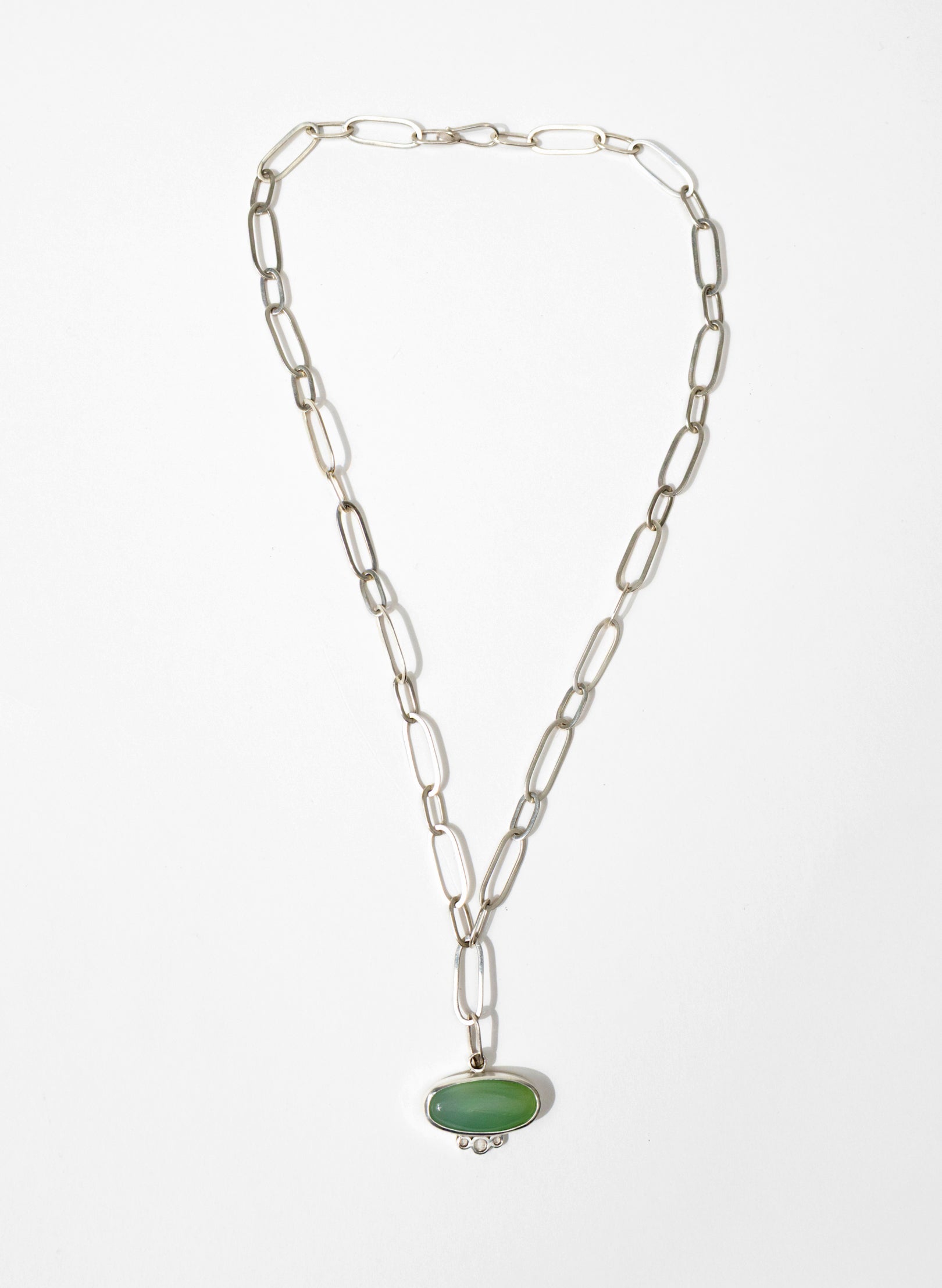 Chain and Chalcedony Necklace