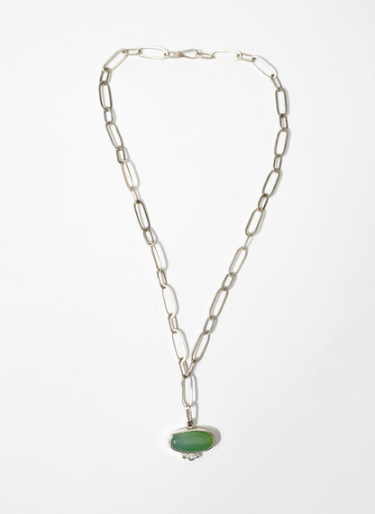 Chain and Chalcedony Necklace