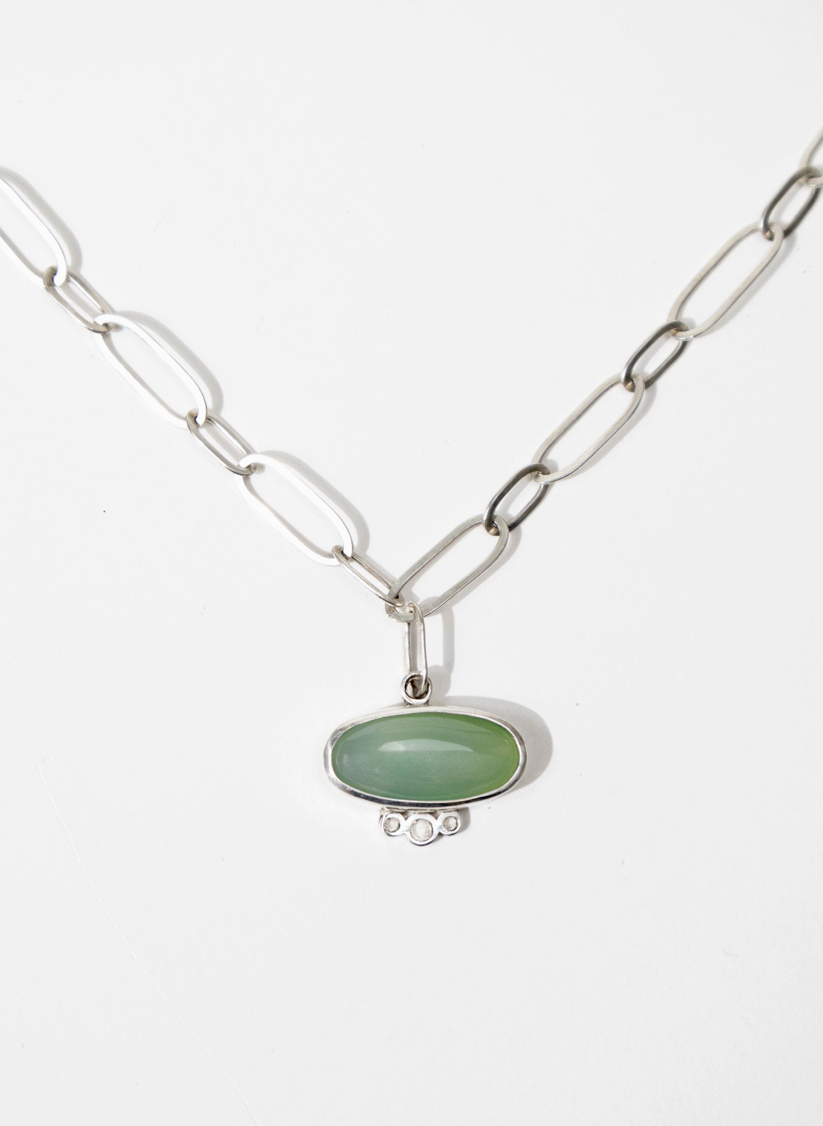 Chain and Chalcedony Necklace
