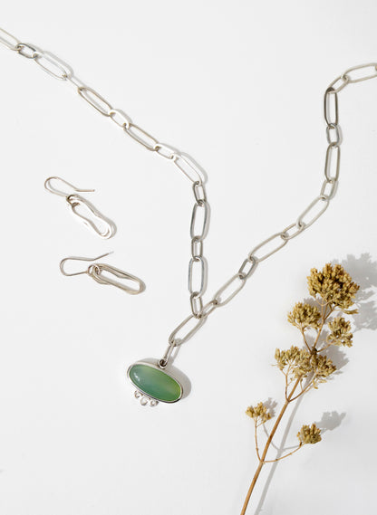 Chain and Chalcedony Necklace