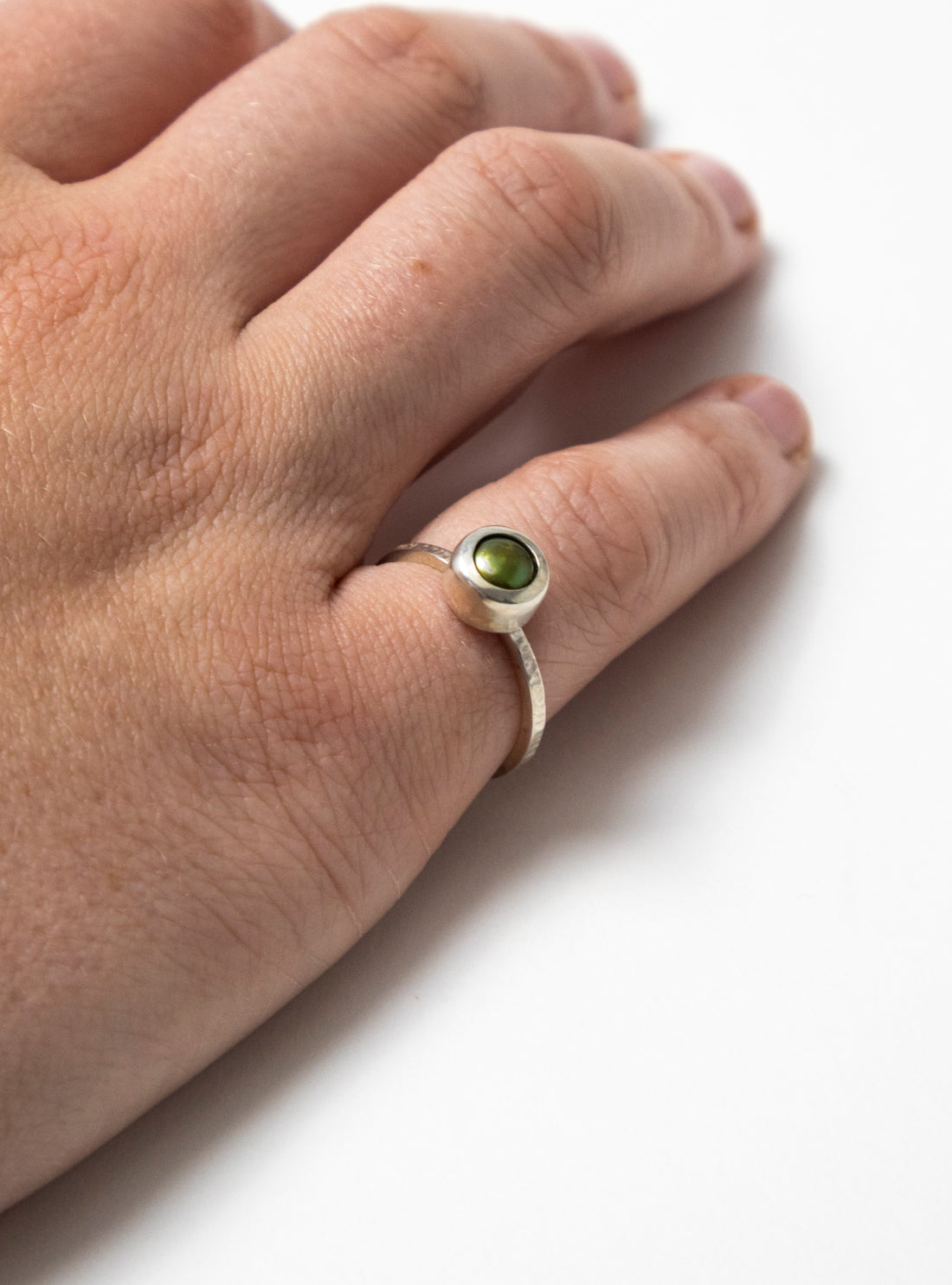 Sterling Silver Green Pearl Ring