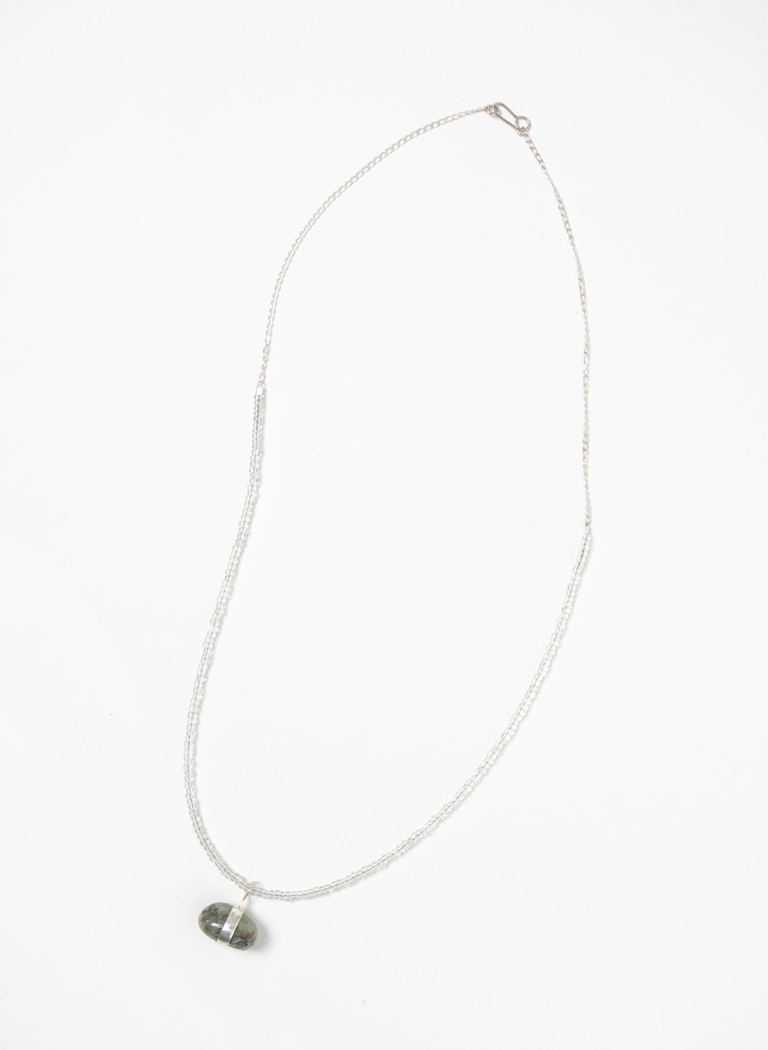 Prehnite Stone Glass Bead Chain Necklace