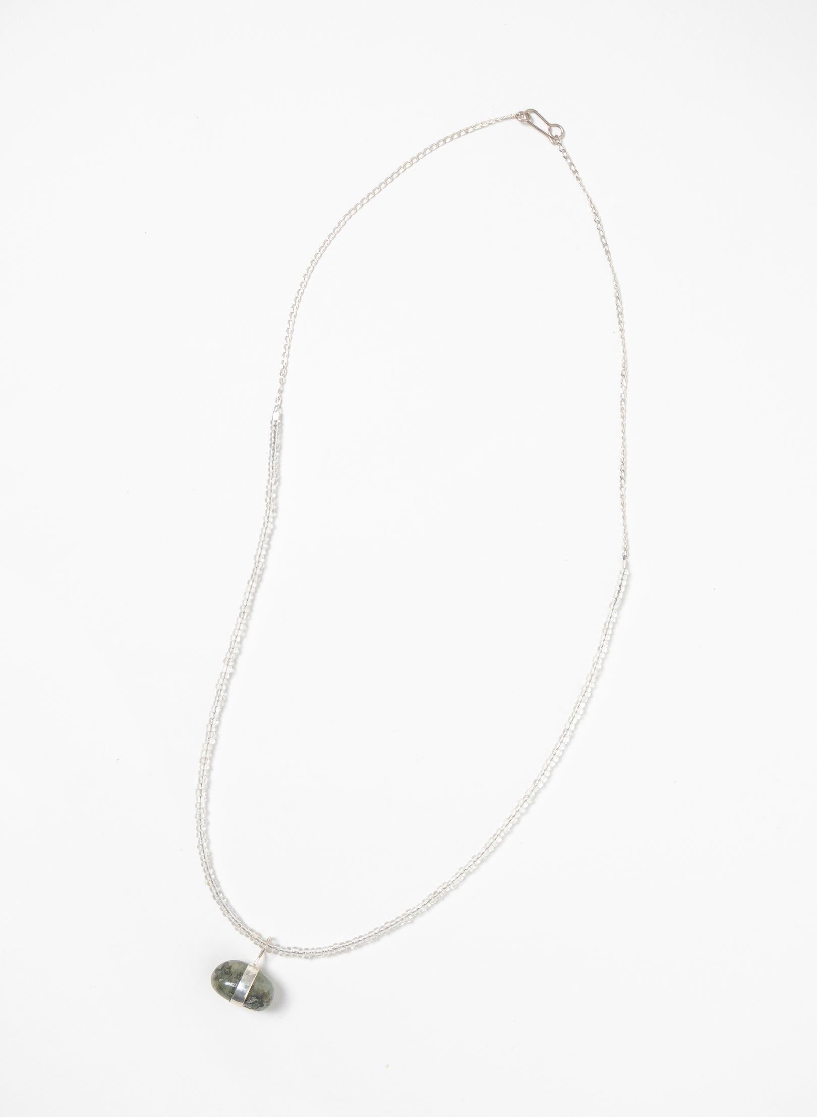 Prehnite Stone Glass Bead Chain Necklace