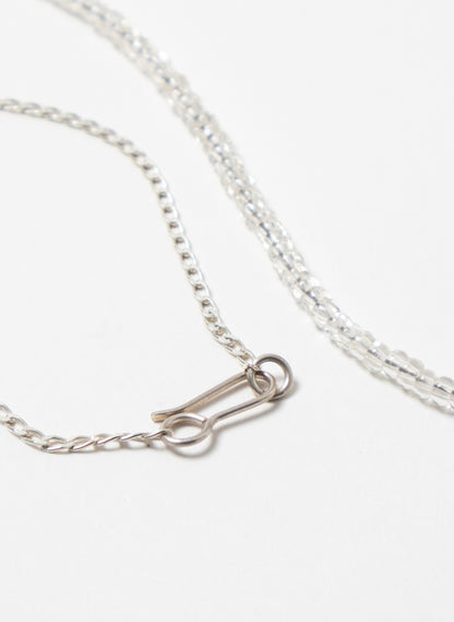 Prehnite Stone Glass Bead Chain Necklace