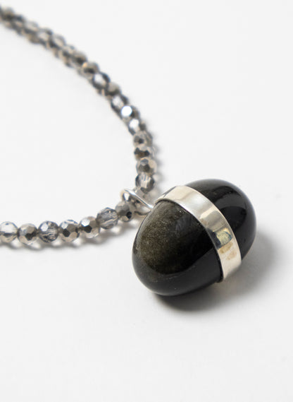 Snowflake Obsidian Stone Necklace