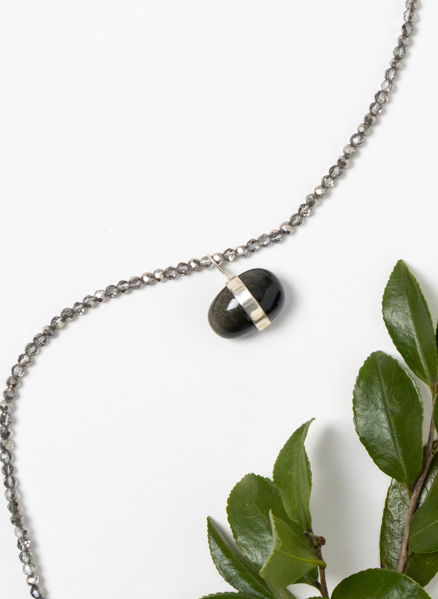 Snowflake Obsidian Stone Necklace