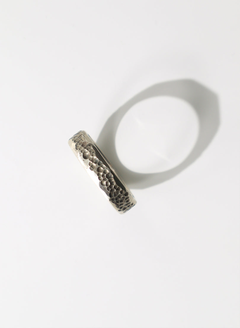 Sterling silver unisex hammer textured ring