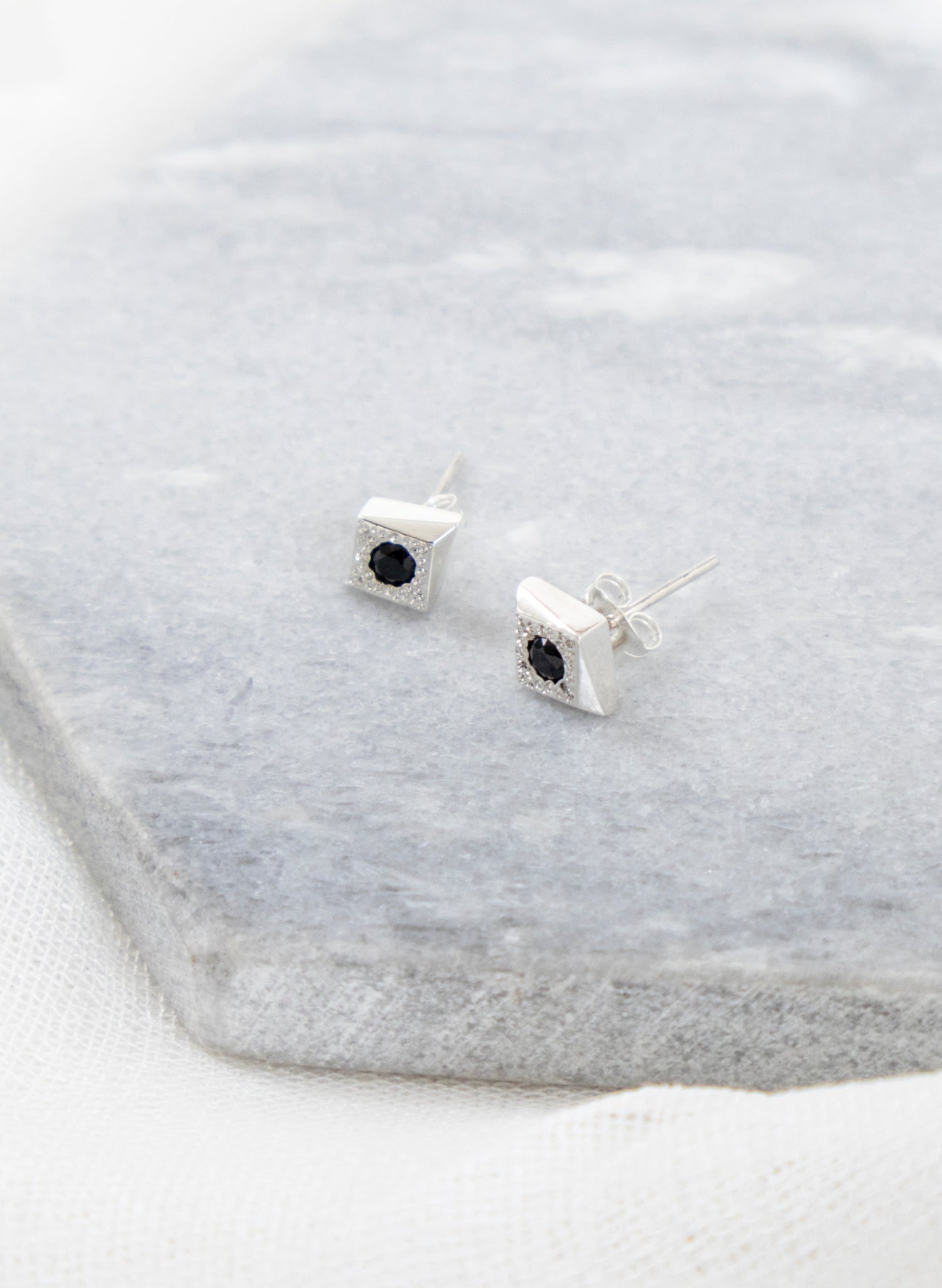 Black Spinel Cluster Studs