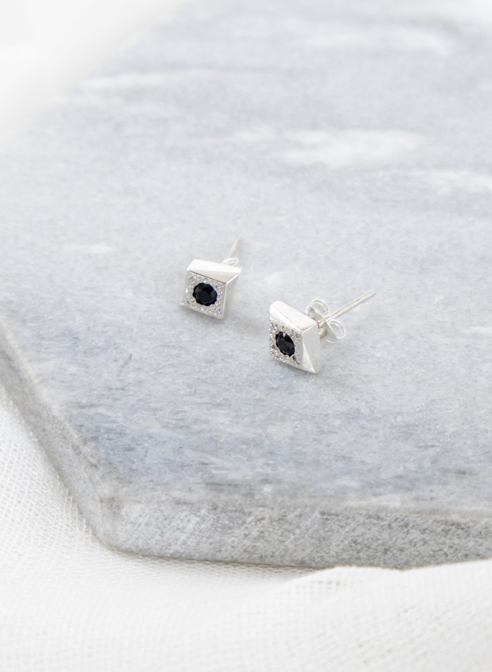 Black Spinel Cluster Studs