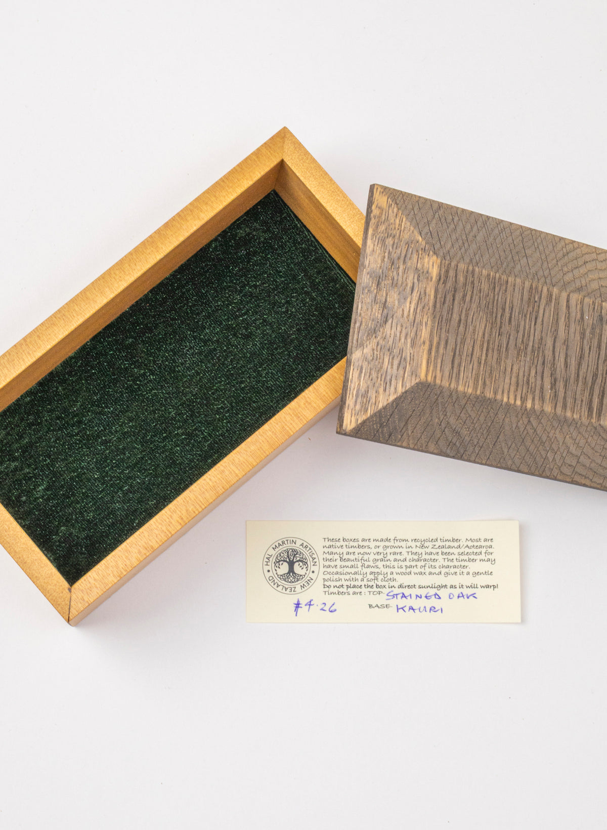 Timber Treasure Box with Kauri base and Stained Oak Lid