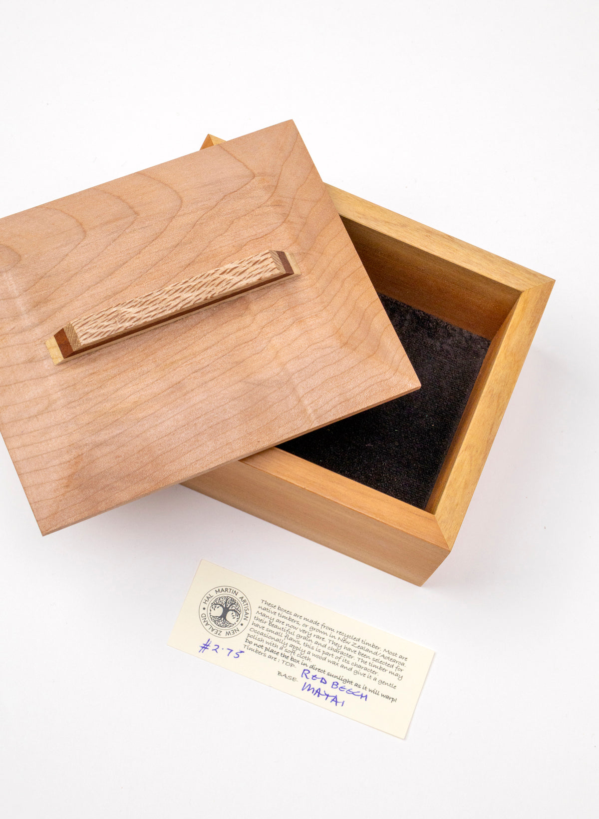 Timber Treasure Box with Matai Base and Red Beech Lid