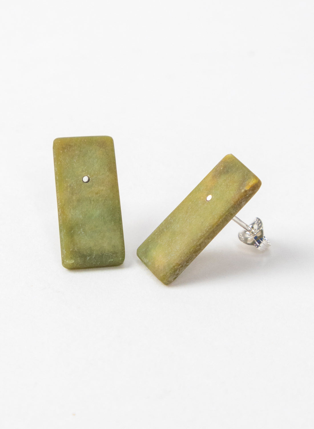 Rectangle Dot Greenstone Studs