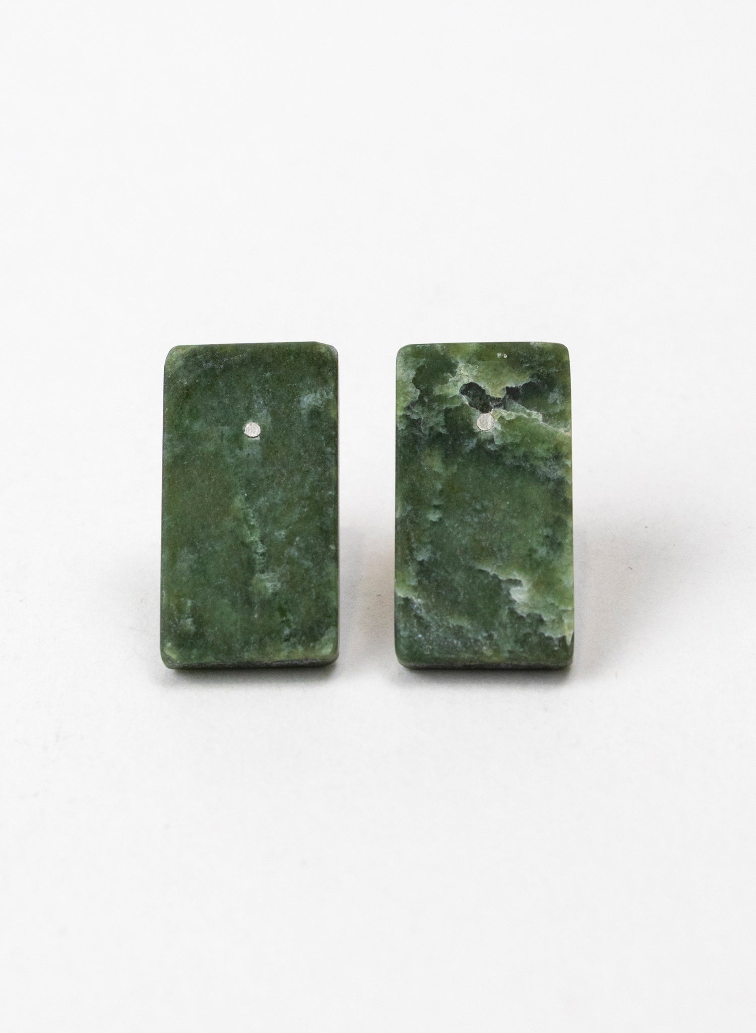 Rectangle Shaped Pounamu Stud Earrings