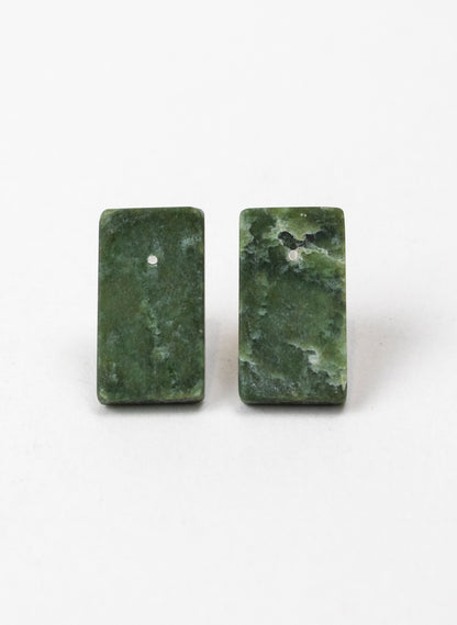 Rectangle Shaped Pounamu Stud Earrings