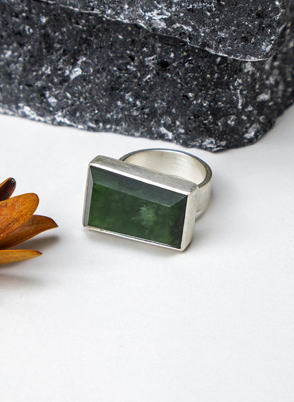 Monument Stirling Silver Pounamu Ring