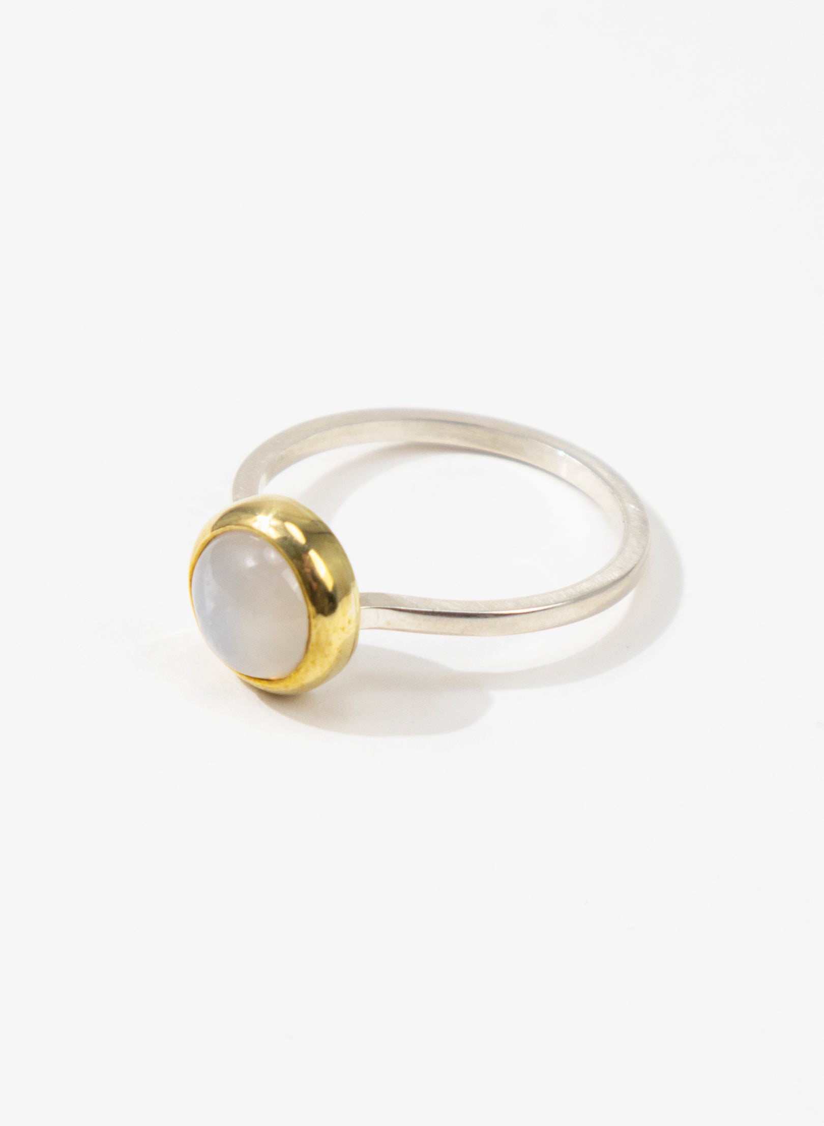 White Moonstone Brass Ring