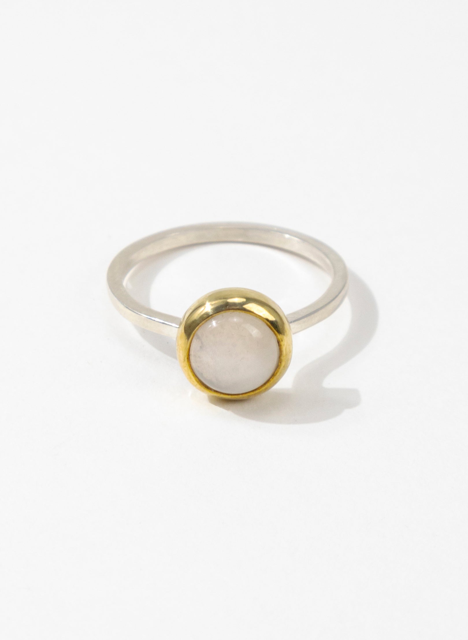 White Moonstone Brass Ring