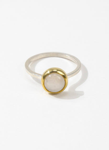 White Moonstone Brass Ring