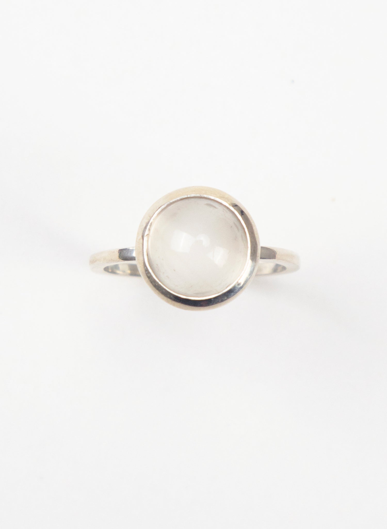 White Low Moonstone Ring